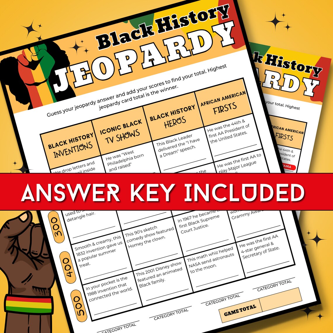 Black History Jeopardy Game Black History Trivia Game Fun Printable Games Black History Month