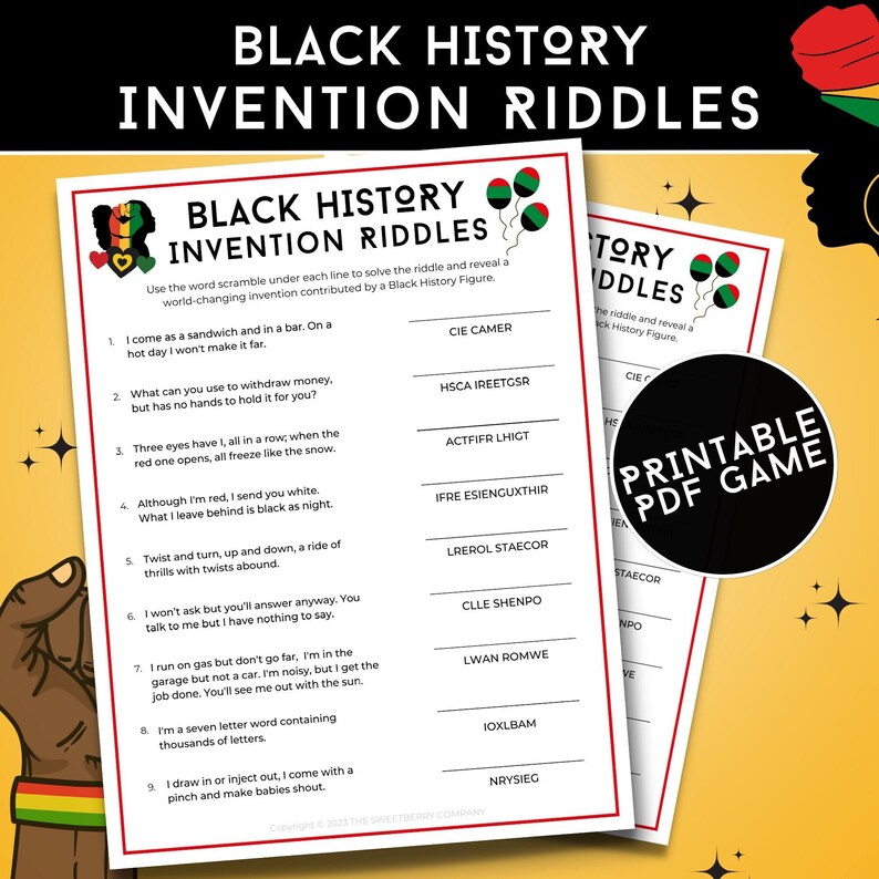 Black History Invention Riddles Game | Word Scramble Games | Fun ...