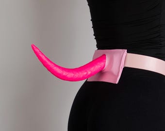 HyperMotion silicone tail with a leather belt holster, Dragon pattern, wagging SuperMotion tail, furry tail