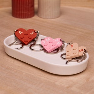 Personalized set of keychains with heart initial, initials matching keychains for her/friend/couple personalization gift