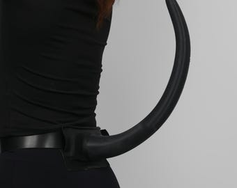 HyperMotion Silicone Cosplay Tail, 22", Curved Upward, with Faux Leather Holder