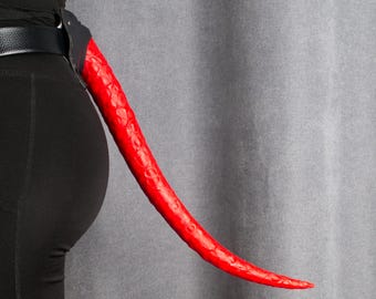 HyperMotion silicone tail 20" with a faux leather belt holster, Dragon pattern, wagging SuperMotion tail