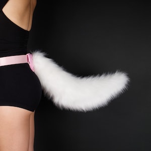 Hypermotion-staart met imitatiebont – flexibele premium aanpasbare comfortabele fursuit en cosplaystaart, 60 cm / 24"