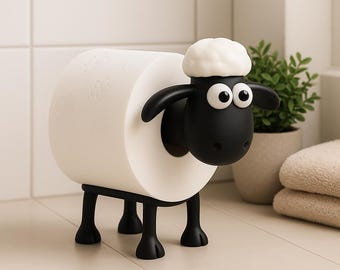 Shaun Sheep Toilet Paper Holder – Cute and Functional Bathroom Decor, 3D Printed Design
