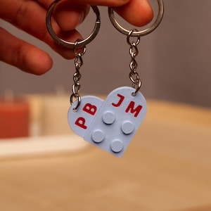 Personalized set of keychains with heart initial, initials matching keychains for her/friend/couple personalization gift