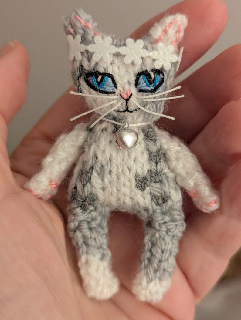 Niedliches gestricktes Katzenmuster mit Bildern - Sofortiger digitaler Download (in den Dateiformaten MS Word und PDF) Bild 2