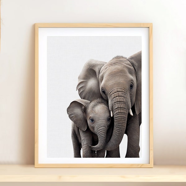 Kinderkamerposter Olifant - Instant DOWNLOAD - Print Safari Dieren - Muurkunst - Decoratie voor kinderkamer - Geboorteposter, Dierenposter