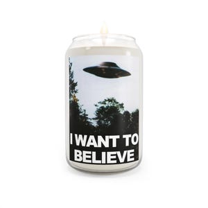 UFO Scented Candle, I Want to Believe Home Decor, Unique Gift for UFO Lovers, Mysterious Ambiance for Any Occasion, Cozy Atmosphere