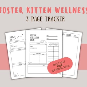 Cat-themed, Pet Care Organizer, Foster Animal, Pet Care Journal, Printable Pet Planner, Rescue Animal, Pet Care Organizer, Pet Care Forms