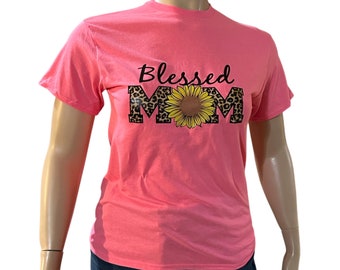 Cute Sunflower Mom Printed Front Tee, Mom Shirt, Girl Mom Shirt, Mom of Girls Shirt, Girl Flower Mom Shirt