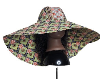 Ankara Summer Hat Wide Brim Beach African Print Oversized Hat Floppy Hat And Bag Kente Hat Large Visor Ankara Church Hat Party Hat