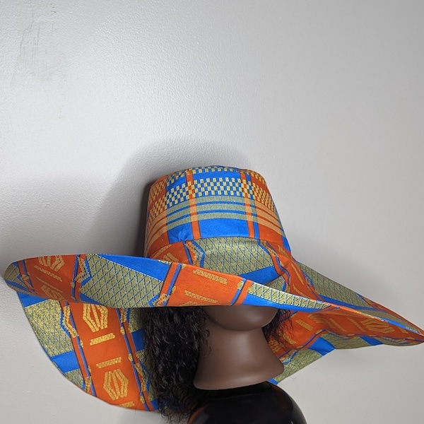 Ankara Summer Hat Wide Brim Beach African Print Oversized Hat Floppy Hat And Bag Kente Hat Large Visor Ankara Church Hat Party Hat