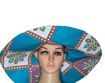 Ankara Summer Hat Wide Brim Beach African Print Oversized Hat Floppy Hat Kente Hat Large Visor Ankara Church Hat Party Hat