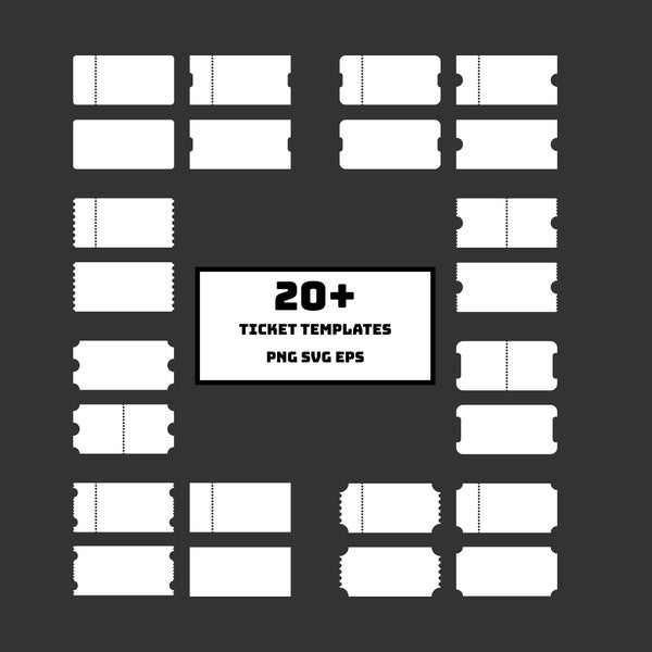 Tickets SVG-Dateien, anpassbare Ticket, Zugticket, Kinokarte, Event Ticket Vorlage svg, leeres Ticket svg, Ticket Clipart, png, svg