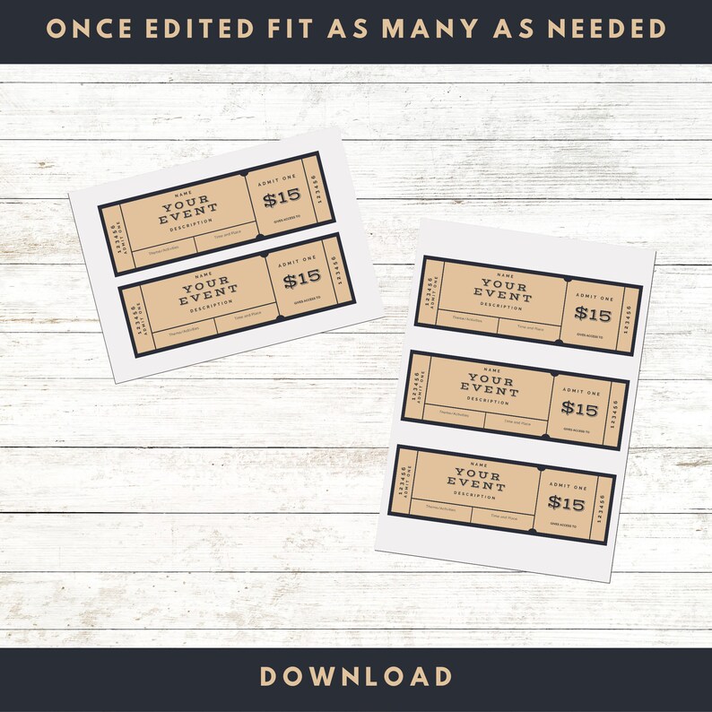 Printable Event Tickets, Concert Ticket Template, Editable Surprise ...