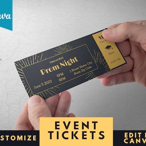 Bearbeitbare Prom Ticket Vorlage mit Zahlen zum Ausdrucken, diy digitale Veranstaltung, sofortiger Download-Datei, VIP-Eintrittskarte, Erstellung meines eigenen Veranstaltungstickets