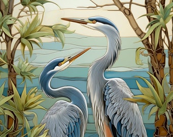 Herons Ceramic Tile or Mural.