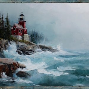 Lighthouse Ceramic Tile, Nautical Kitchen Backsplash, Coastal Home Decor, Beach House Tile.