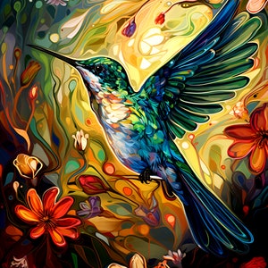 Hummingbirds Ceramic Tiles - Set of 2 -Decorative Wall Tile, Bird Accent Tile.