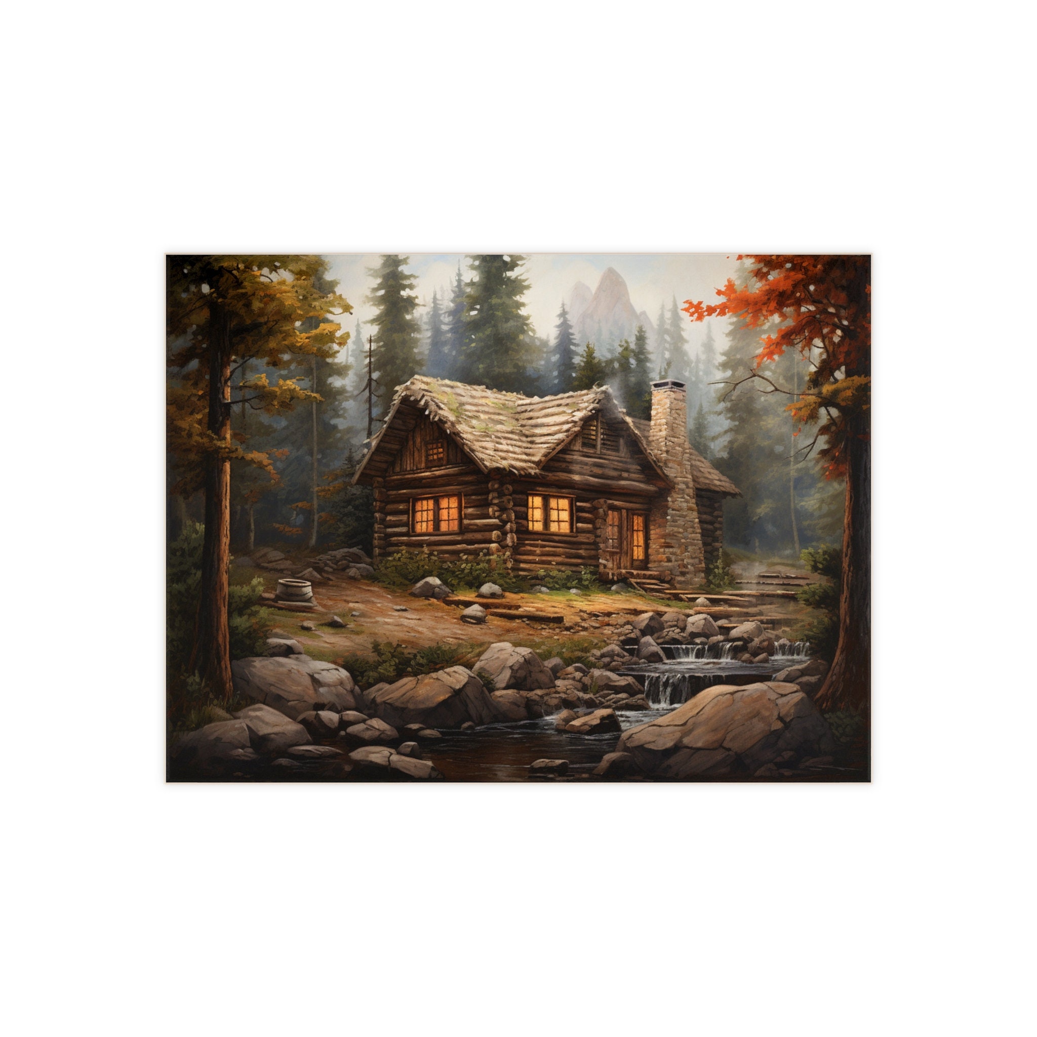 Log Cabin Ceramic Tile or Mural. - Etsy