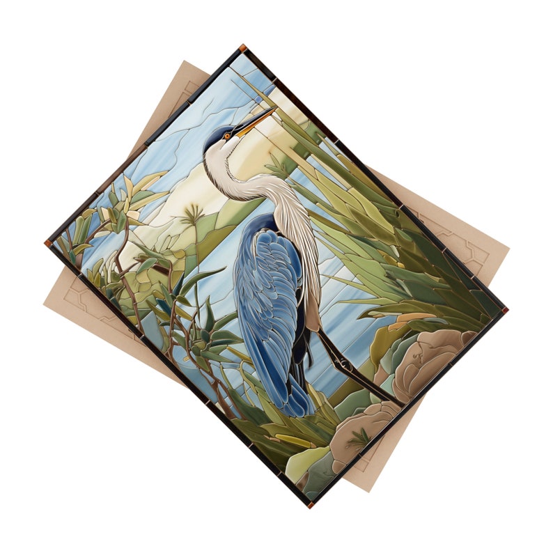 Blue Heron Ceramic Tile, Bird Accent Tile, Decorative Bird Tile image 4