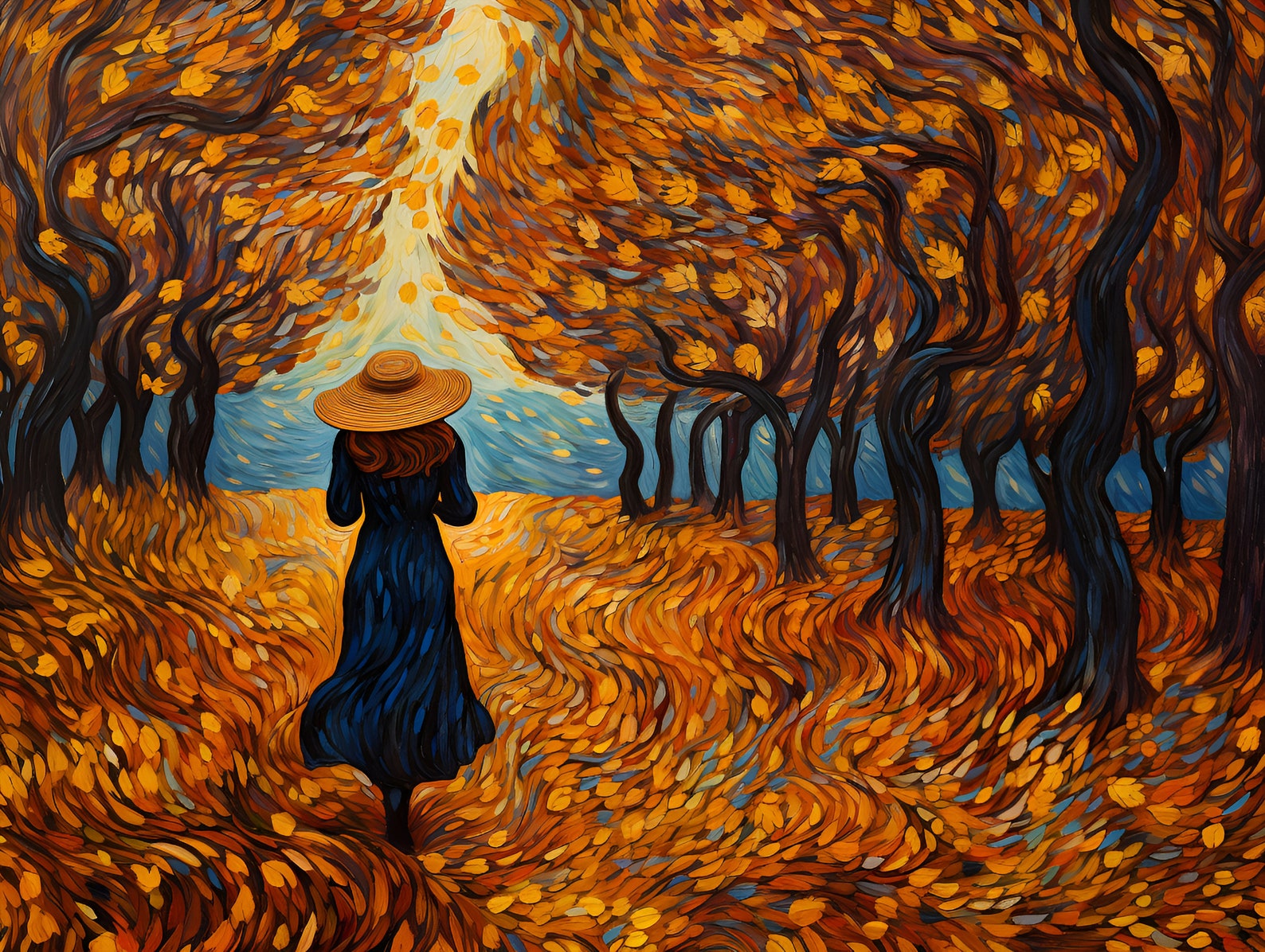 Autumn Tiles, Set of 2, New England Fall Tile, Van Gogh Style. - Etsy
