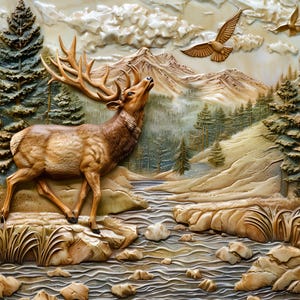 Elk Ceramic Tiles or Murals. Set of 2. Rustic Nature Scene Ceramic  Tile, Perfect for Home Decor, Gifts for Nature Lovers, Cabin Decor.
