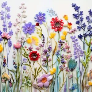 Wildflowers Wall Tiles, Ceramic Decorative Tiles, Floral Kitchen Backsplash.