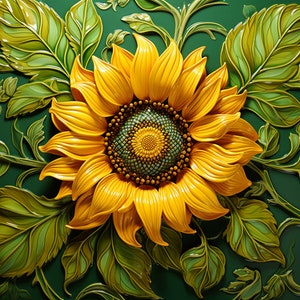 Sunflower Ceramic Tile, Floral Ceramic Tile, Sunflower Accent Tile