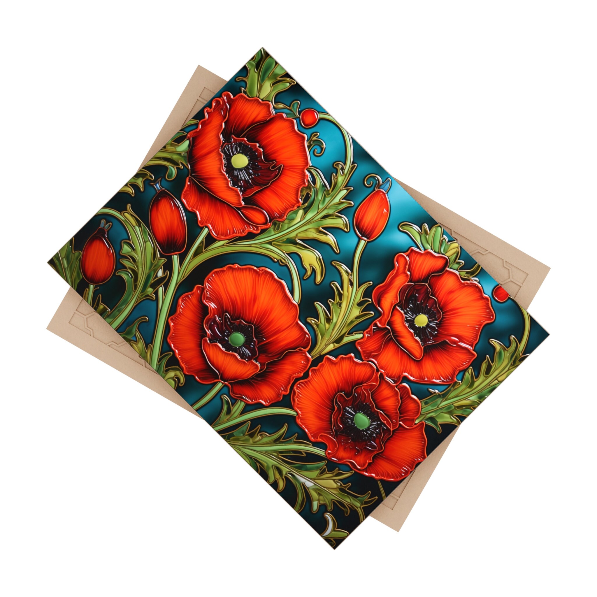 Poppy Glass Tile Ceramic Poppy Tiles, Set of 3. - Etsy