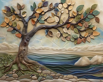 Tree by the Coast Ceramic Tile or Mural.