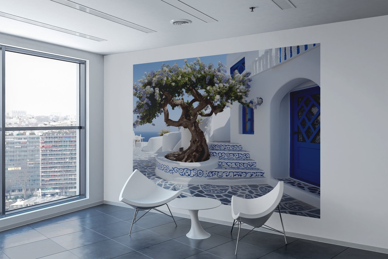 Corfu Ceramic Tile or Mural Greece Wall Mural Greek Village Etsy