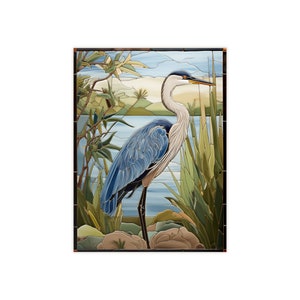 Blue Heron Ceramic Tile, Bird Accent Tile, Decorative Bird Tile image 6