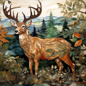 Deer Ceramic Tile Backsplash, Deer Shower Insert.