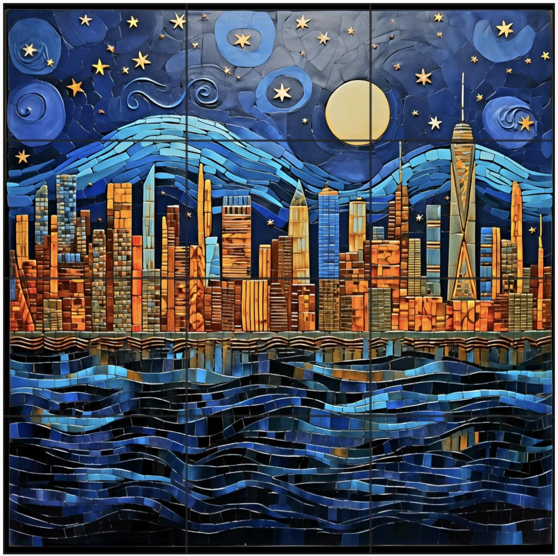 Manhattan Ceramic Tile or Mural. New York City Skyline. - Etsy