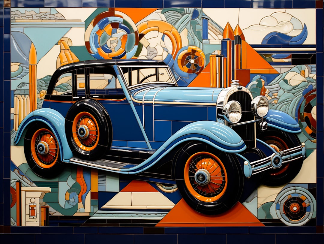 Vintage Car Ceramic Wall Tiles, Set of 4 (6x8) - Etsy