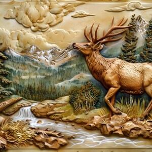 Rustic Elk Ceramic Tile Mural: Nature Scene Cabin Decor (set of 2) - Etsy