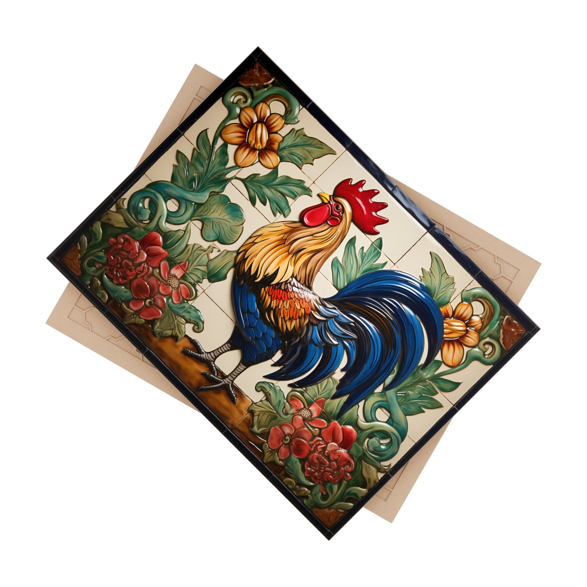 Roosters Ceramic Tile/mural Roosters Decorative Tile/mural Etsy