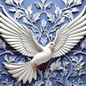 White Dove Ceramic Tile, Bird Accent Tile