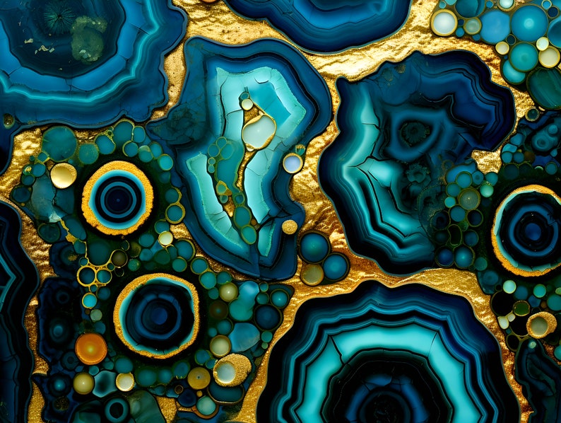 Geode Tiles, Set of 4. Green and Gold Geode Ceramic Tiles - Etsy