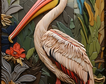 Pelican Ceramic Tile: Coastal Bird Accent Tile (6x8)