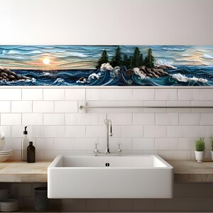 Lighthouse Ceramic Accent Tile or Mural. Kitchen Backsplash Lighthouse Mosaic.