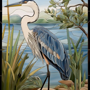 Blue Heron Tiles - Set of 2.