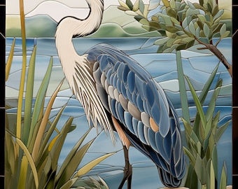 Blue Heron Tiles - Set of 2.