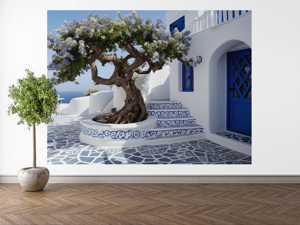 Corfu Ceramic Tile or Mural Greece Wall Mural Greek Village Etsy