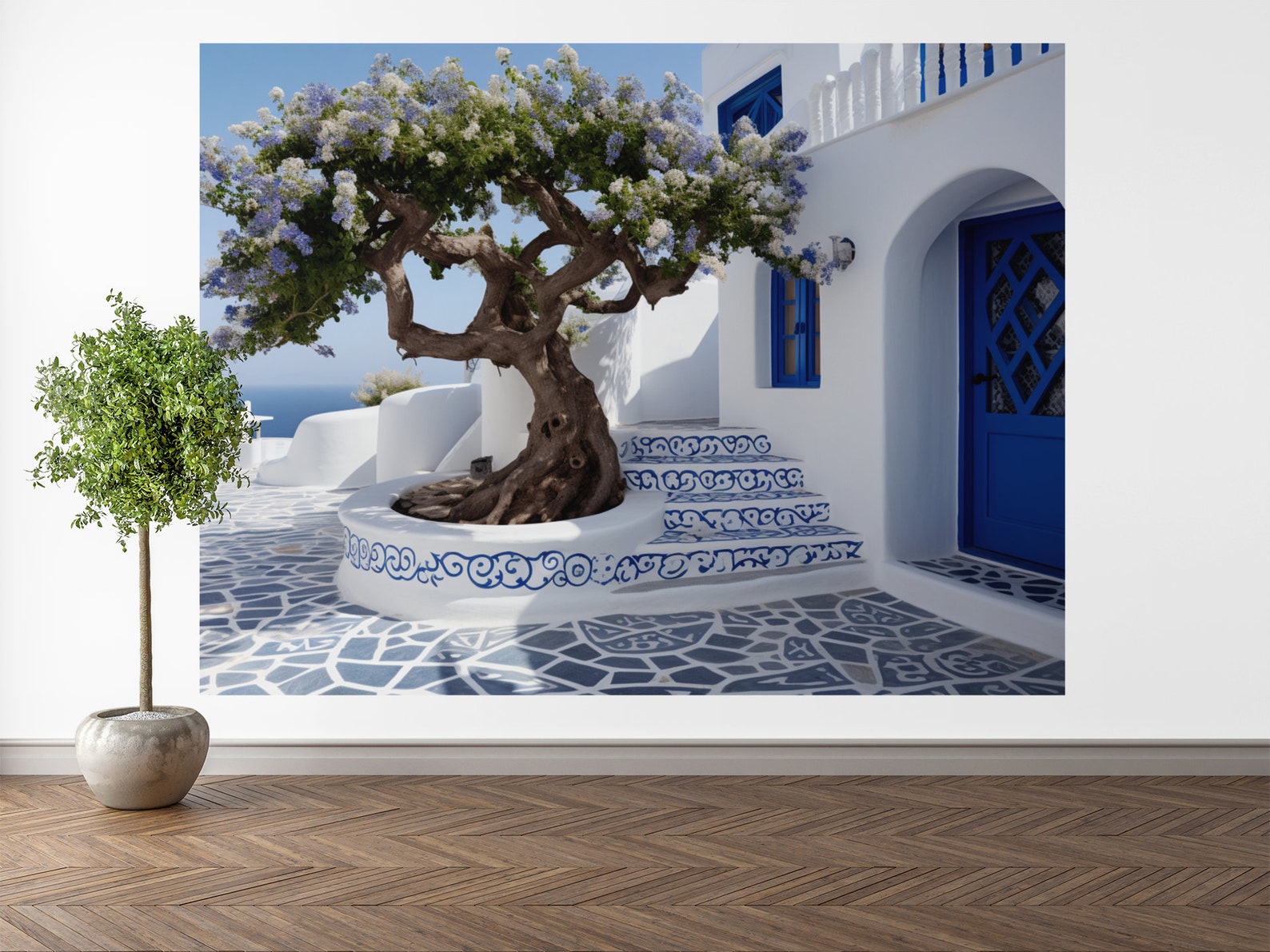 Corfu Ceramic Tile or Mural Greece Wall Mural Greek Village Etsy