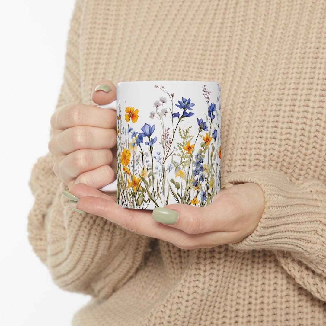 Field Flowers Ceramic Mugs, Set of 2.(11oz, 15oz) - Etsy
