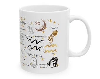 Taza del signo zodiacal Acuario, regalo de la constelación del mes de nacimiento