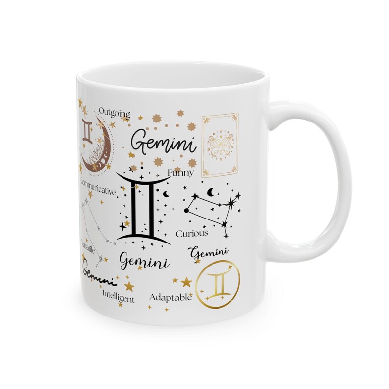 Taza del signo zodiacal Géminis, regalo de astrología, taza de café con horóscopo imagen 1