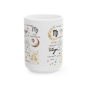 Taza del signo zodiacal Virgo, regalo de astrología, taza de café con horóscopo imagen 6
